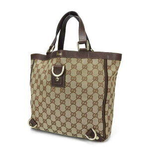 Gucci Leather Handbag Beige Black Tan Canvas GG